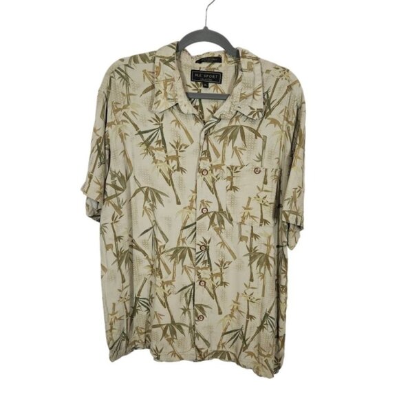 M.E. Sport Collection Bamboo Print Button Down‎ Shirt - Size XL - Picture 1 of 4